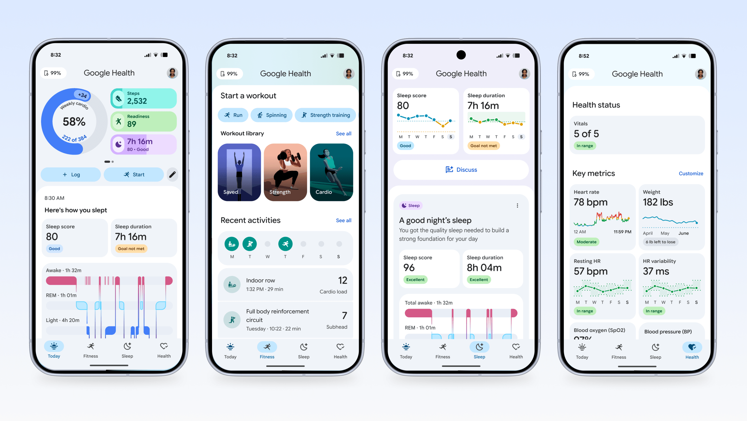 Renders of the Google Health app.