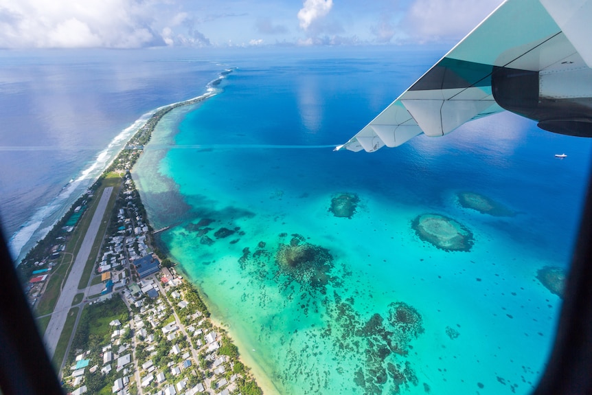 An aerial view of Tuvalu. 