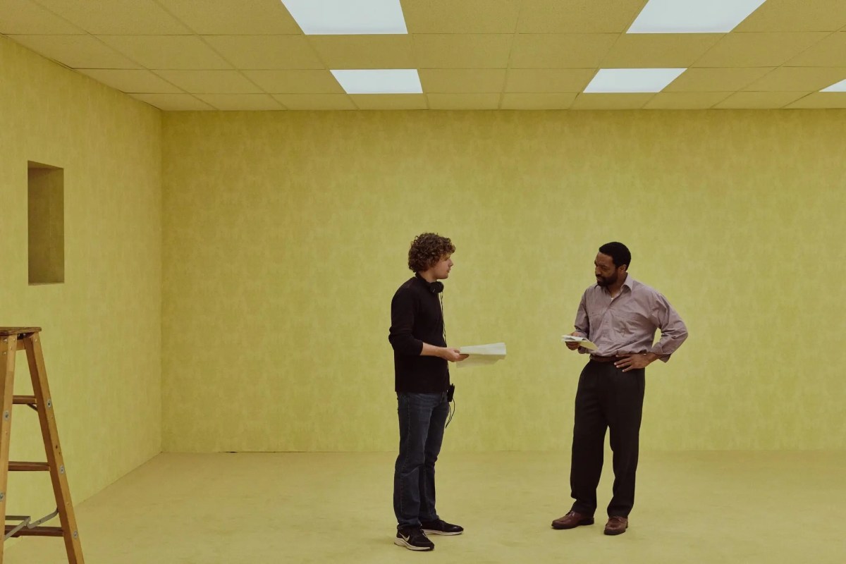 A photo of Kane Parsons and Chiwetel Ejiofor on the set of "Backrooms."