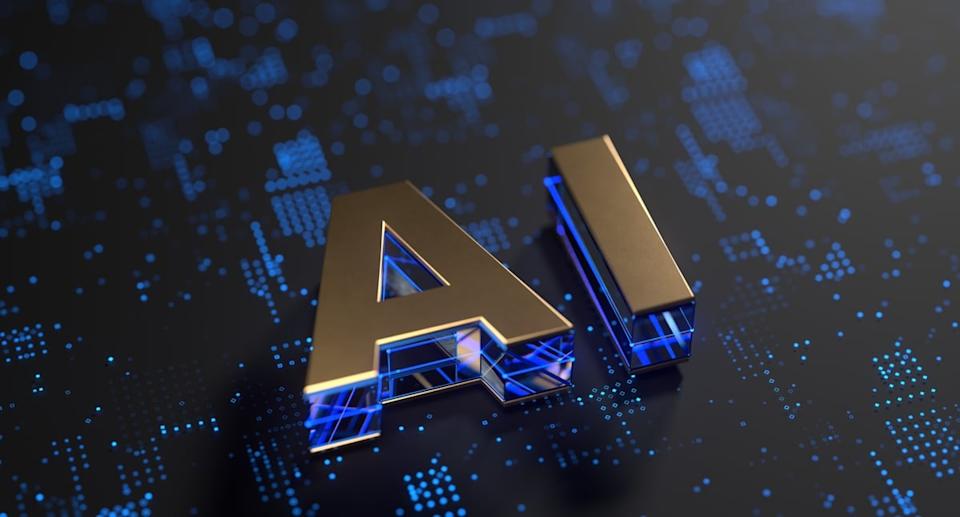 The letters AI on a circuit board.