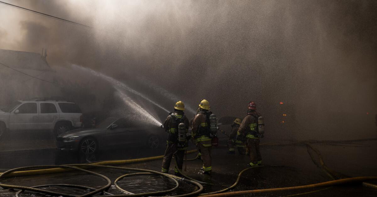 Raging South Gate industrial fire prompts shelter-in-place order
