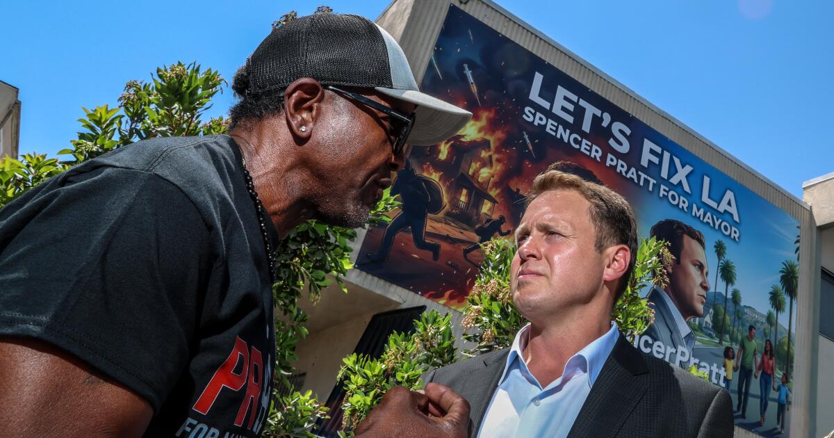 Mayoral candidate Spencer Pratt attends a campaign event in South L.A.