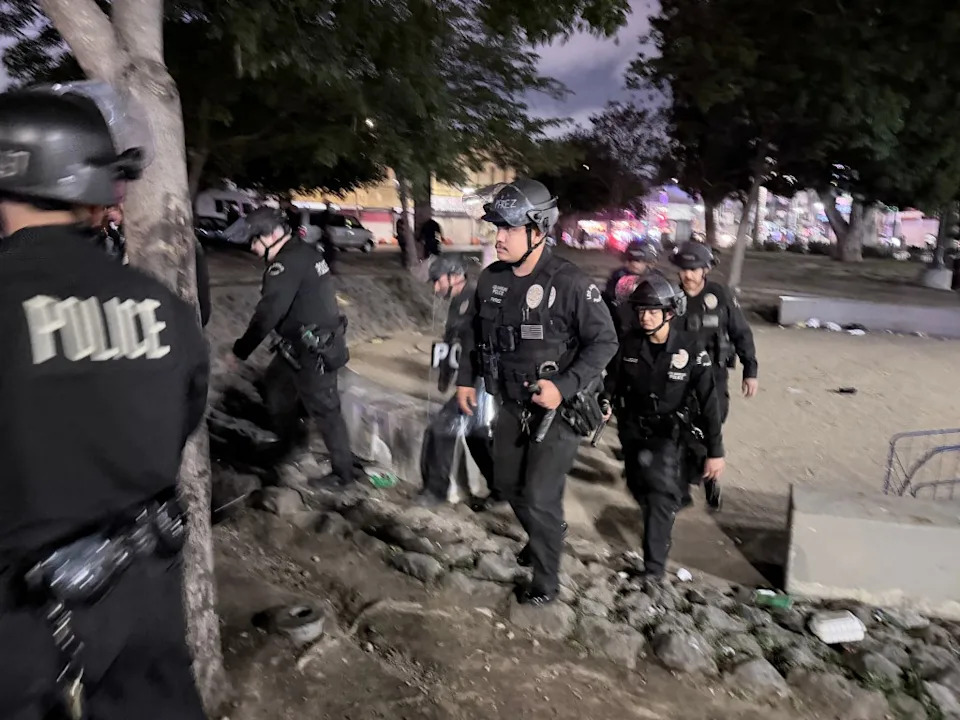 Roughly 100 agents and police officers <a href="https://nypost.com/2026/05/21/opinion/latest-macarthur-park-bust-shows-homeless-nonprofit-failure/" rel="nofollow noopener" target="_blank" data-ylk="slk:stormed the park;elm:context_link;itc:0;sec:content-canvas" data-yga="{"yLinkElement":"context_link","yModuleName":"content-canvas","yLinkText":"stormed the park"}" class="link ">stormed the park</a> Wednesday.