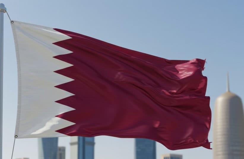 A Qatar flag in front of the Doha skyline on September 20, 2025.