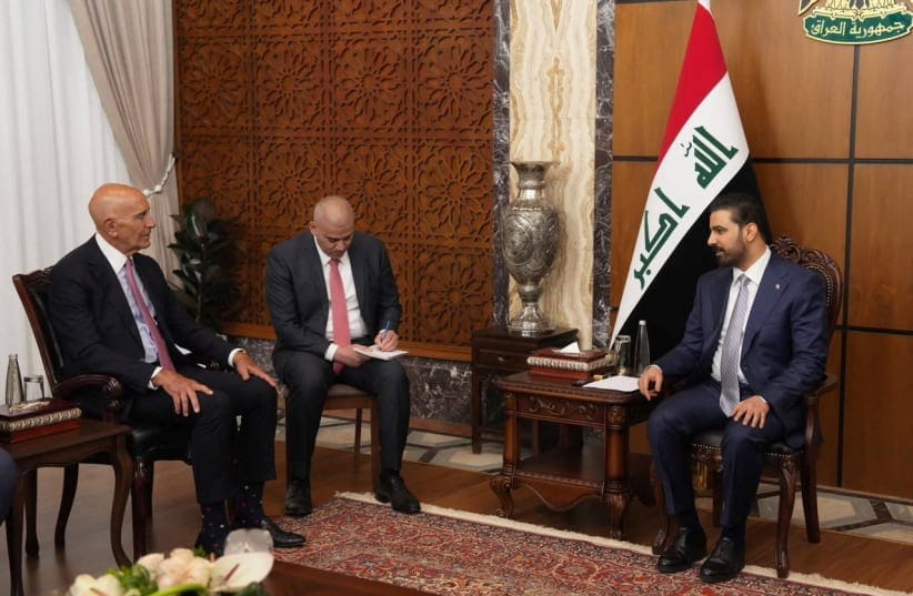 Iraqi Prime Minister Ali al-Zaidi meets with US Special Presidential Envoy Tom Barrack in Baghdad, Iraq, June 16, 2026.