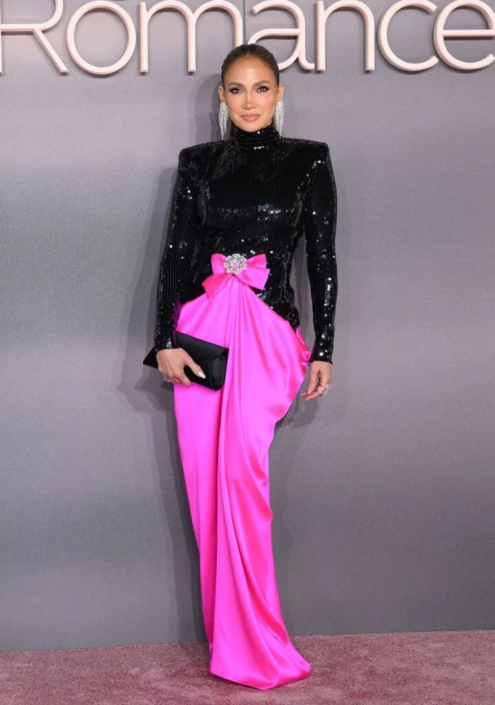 Jennifer Lopez wears Richard Quinn Fall 2026 at the Office Romance London premiere at BFI Southbank.