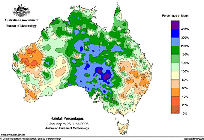 a weather map of australia shows an exceptionally wet 2026