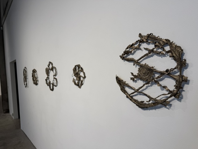 Series of metal wall sculptures exploring natural forms and material transformation in the Heavy Metal exhibition.