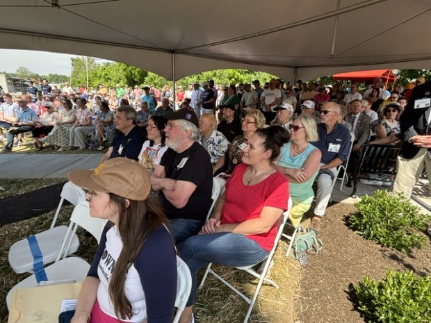 A large crowd gathered for the dedication and ribbon-cutting of the Phoenix Wheel on June 6. (Photo by Barry Taglieber - For MediaNews Group)