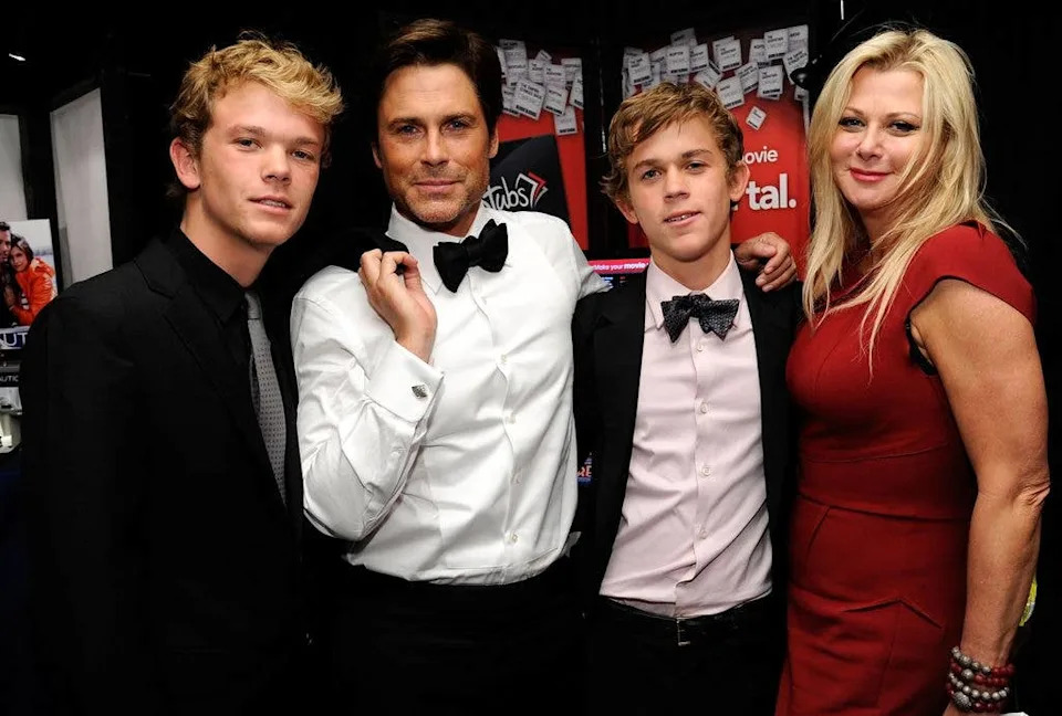 Rob Lowe with his wife Sheryl and their two kids Matthew and John.