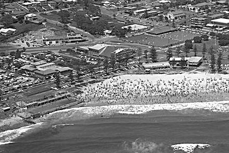aerial shot of Burleigh Heads beach and pool