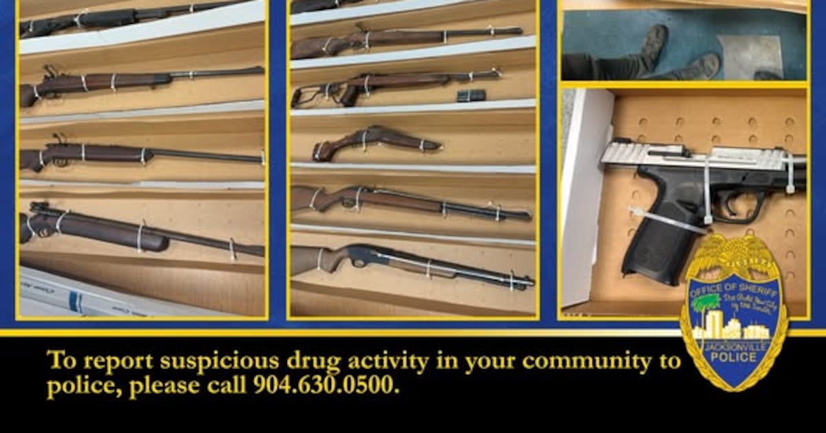 Four arrested after 30 guns, drugs seized at Long Branch homes, JSO says – 104.5 WOKV