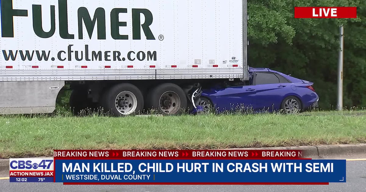 Child in critical condition, adult dead after Northwest Jacksonville crash with semi-truck – 104.5 WOKV