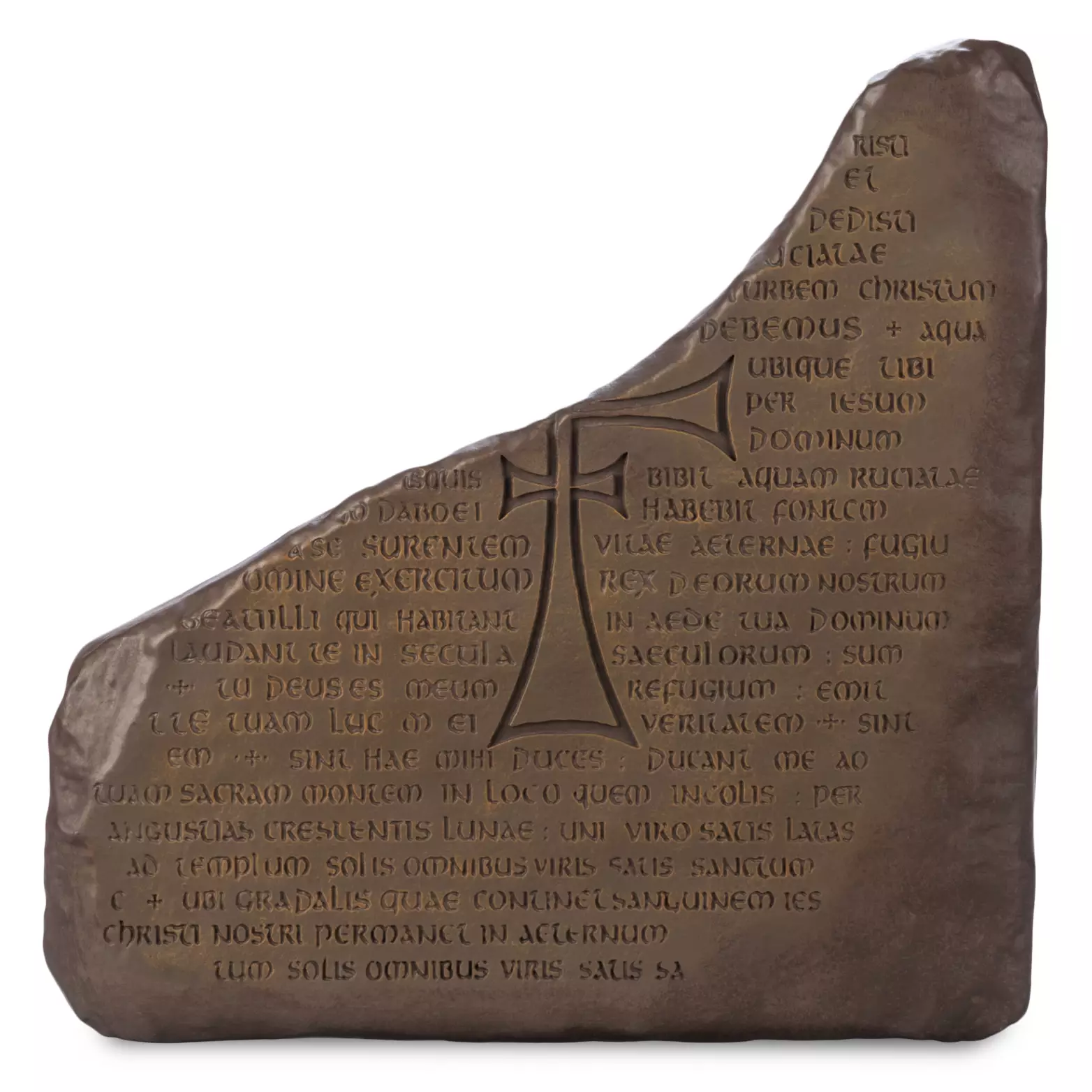 This replica represents the Holy Grail Tablet as seen in The Last Crusade. Fully sculpted out of resin, the table features recessed lettering and cross with a deliberately