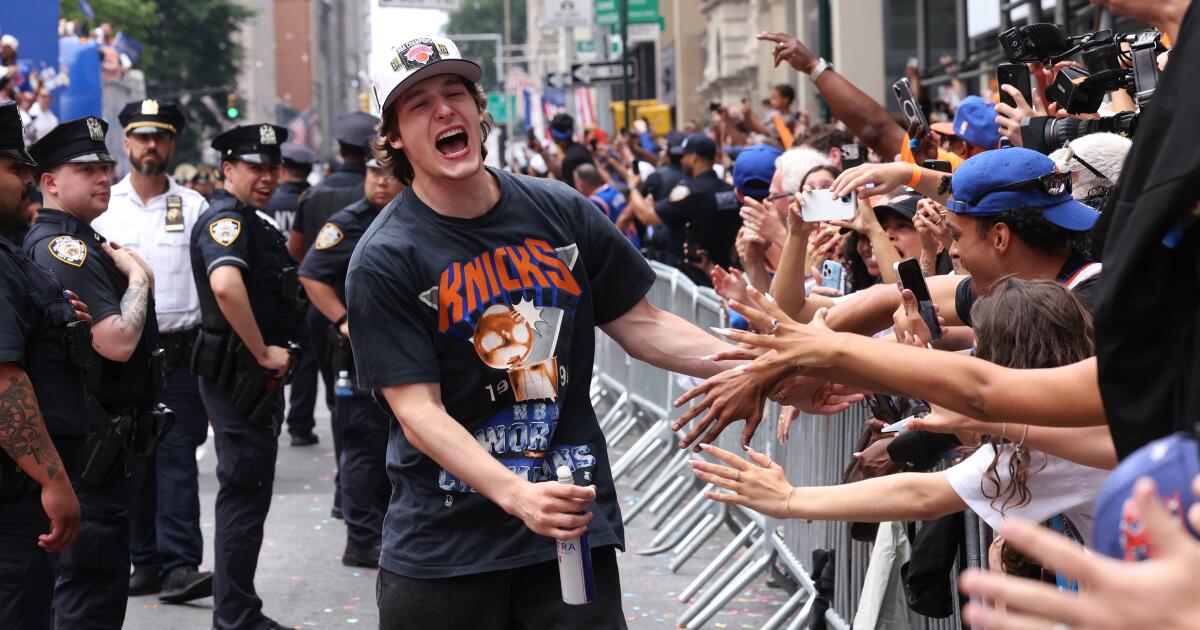 Knicks' Tyler Kolek stopped by cops during championship parade