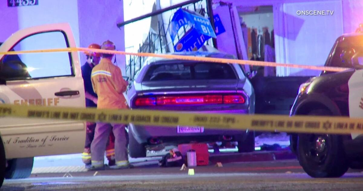 Shooting ends with woman dead, car crashing into beauty salon near Inglewood