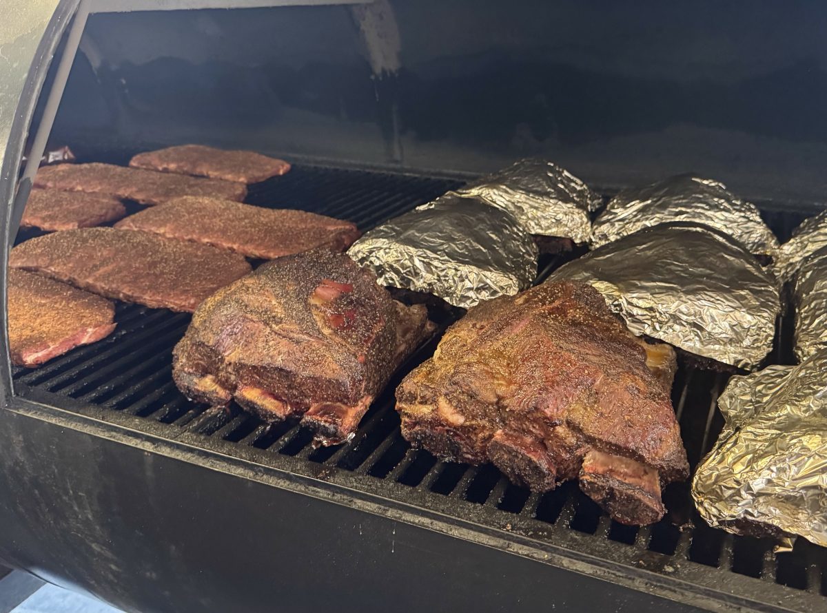 Beef and baby back ribs on Little Miss BBQ's smoker.