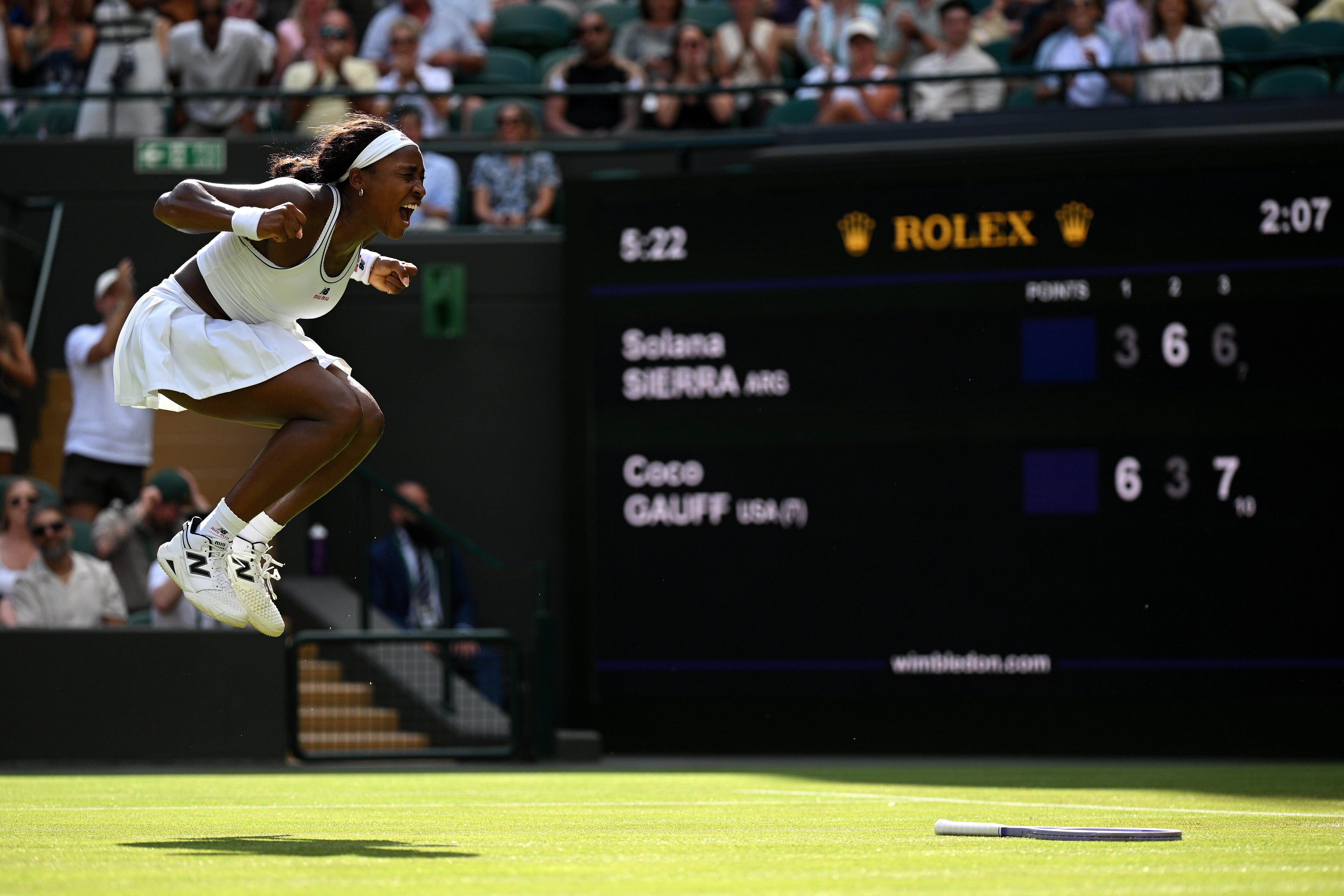 Coco Gauff jumps for joy