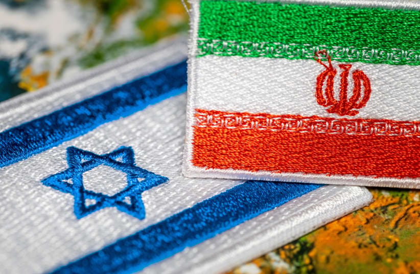  The embroidered flags of Israel and the Islamic Republic of Iran (illustrative)