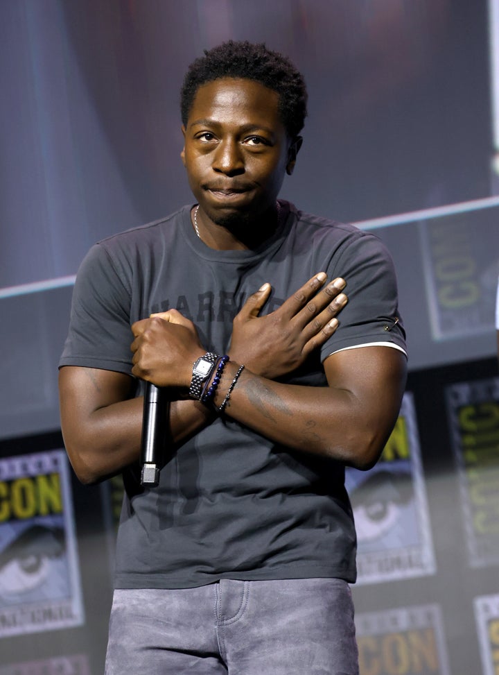 David Jonsson appears onstage during a Marvel Studios panel at San Diego Comic-Con on Saturday.