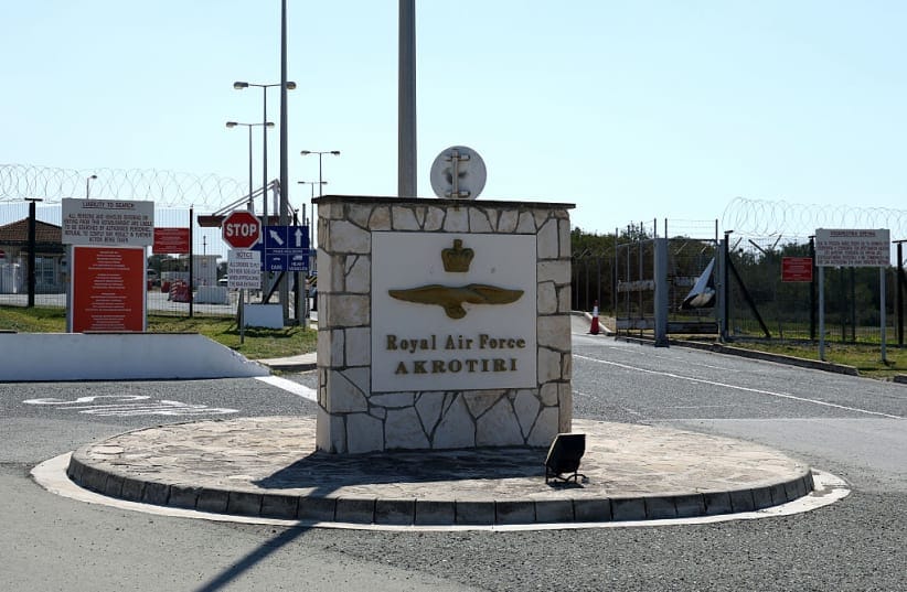 The entrance of RAF Akrotiri pictured on March 2, 2026 in Akrotiri, Cyprus.