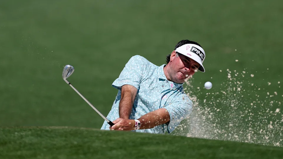 Bubba Watson hits a bunker shot