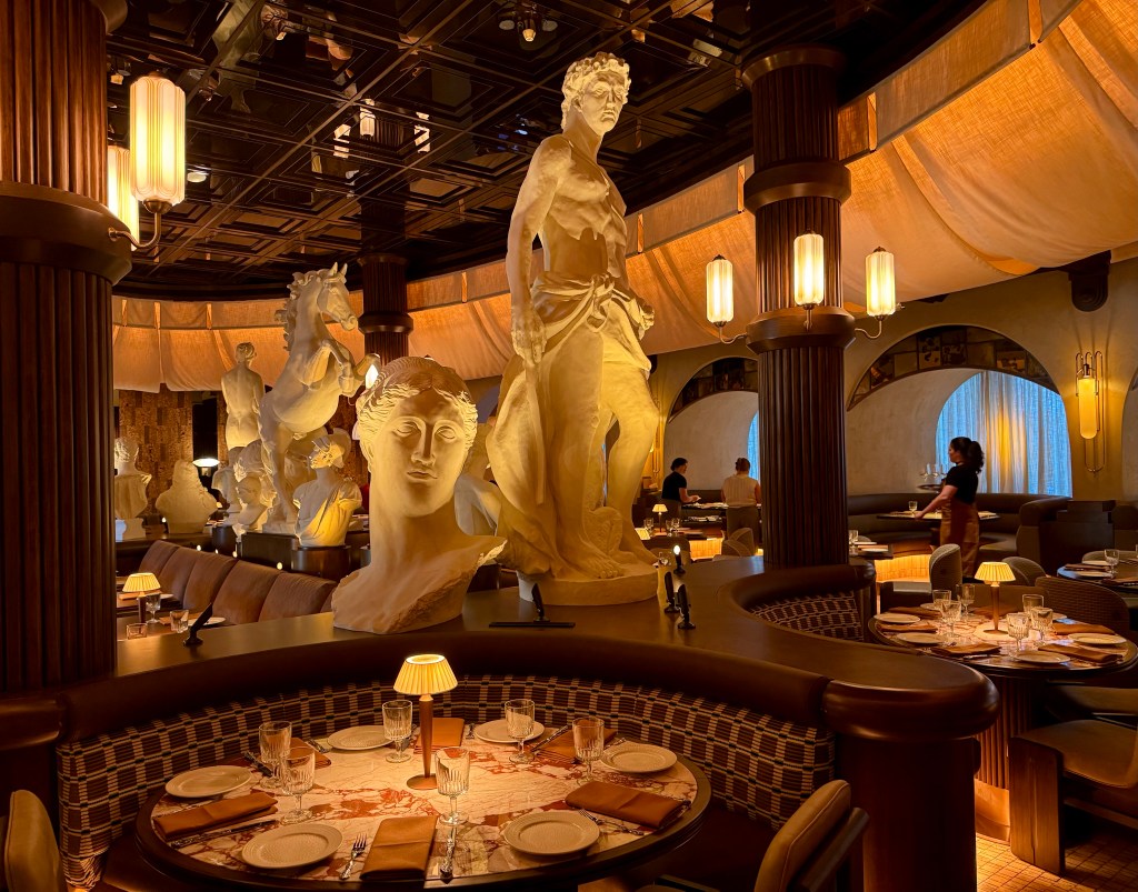The ornate dining room at Roman God of Fire.