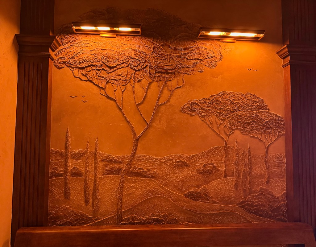 A 3D mural of an Italian landscape at Roman God of Fire.