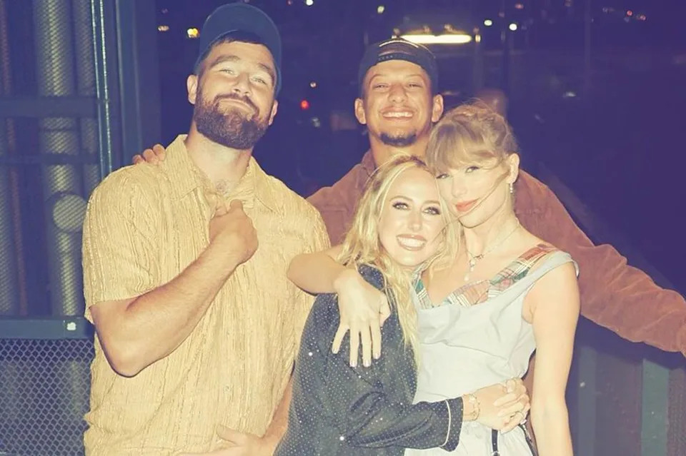 Travis Kelce, Brittany Mahomes, Patrick Mahomes and Taylor Swift in EuropeCredit: Brittany Mahomes/Instagram