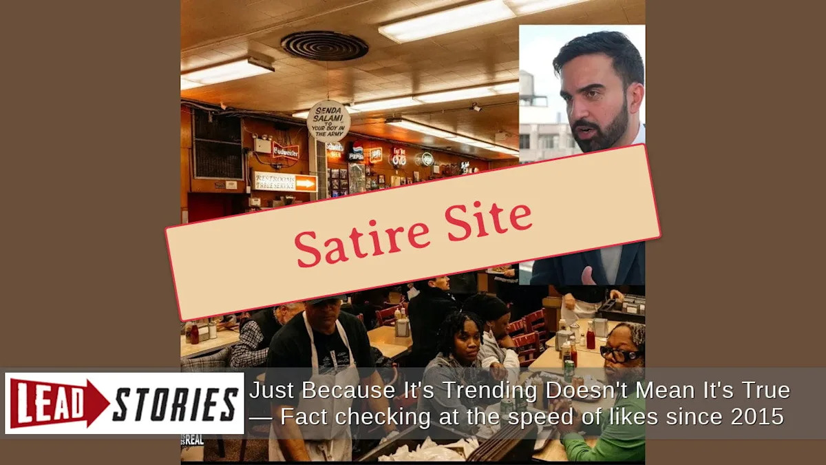 Fact Check: Mamdani Was NOT Barred From Katz's Deli In New York City -- Claim Originated On Parody Hub