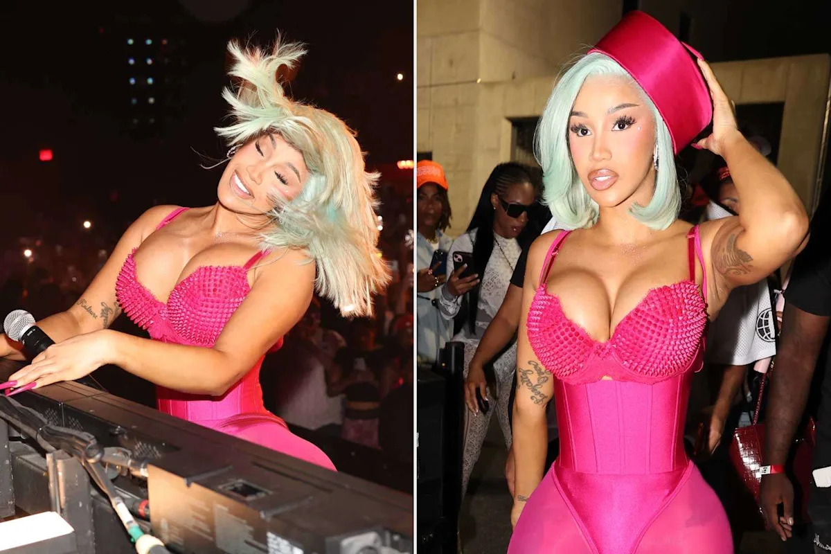 Cardi B Radiates Main Character Energy in Hot Pink Corseted Bodysuit for Performance in N.Y.C.