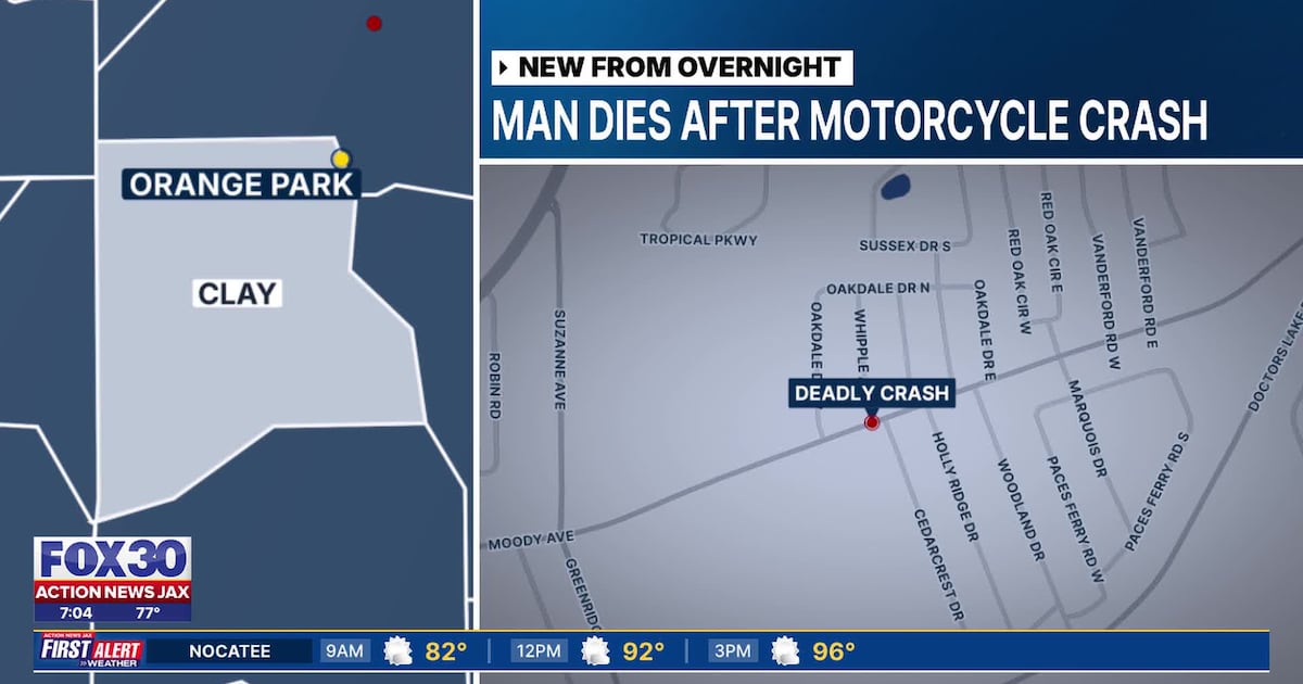 Motorcyclist dies in Orange Park crash, passenger in critical condition – Action News Jax