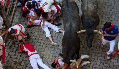 Bull gores runner in the face at Spain's San Fermin bull run festival