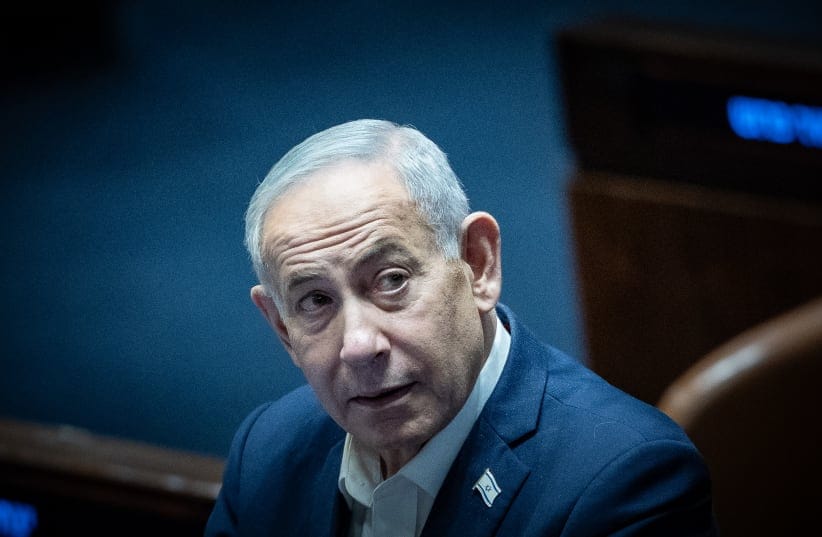 Israeli Prime Minister Benjamin Netanyahu attends a vote at the plenum hall of the Knesset, the Israeli parliament in Jerusalem, on July 16, 2026.