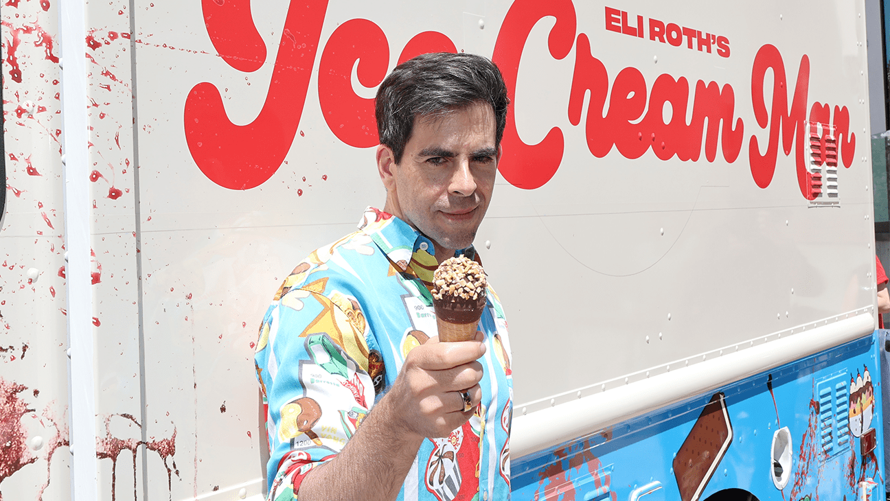 Eli Roth promoting 'Ice Cream Man' during CinemaCon.