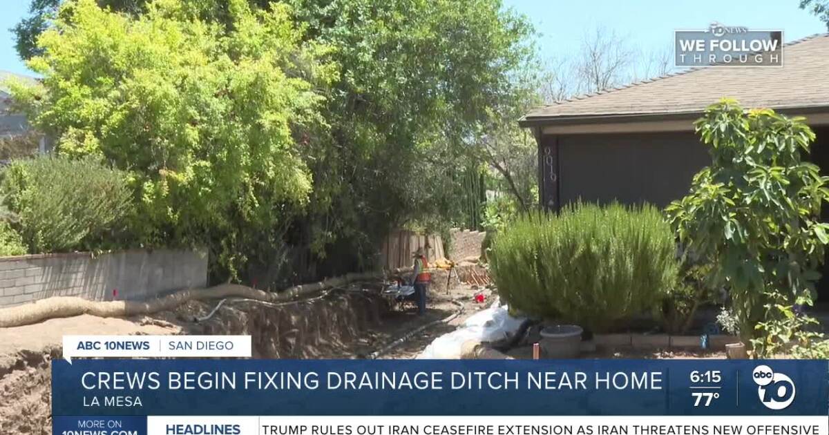 La Mesa family gets relief as city begins fixing long-standing drainage problem