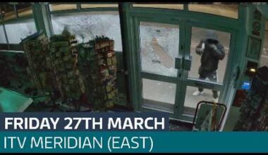A hammer attack in a Kent town: A vandal smashes shop windows | ITV News Meridian (East)