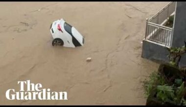 Cars swept away and trees toppled as Typhoon Noul brings flooding to southern China