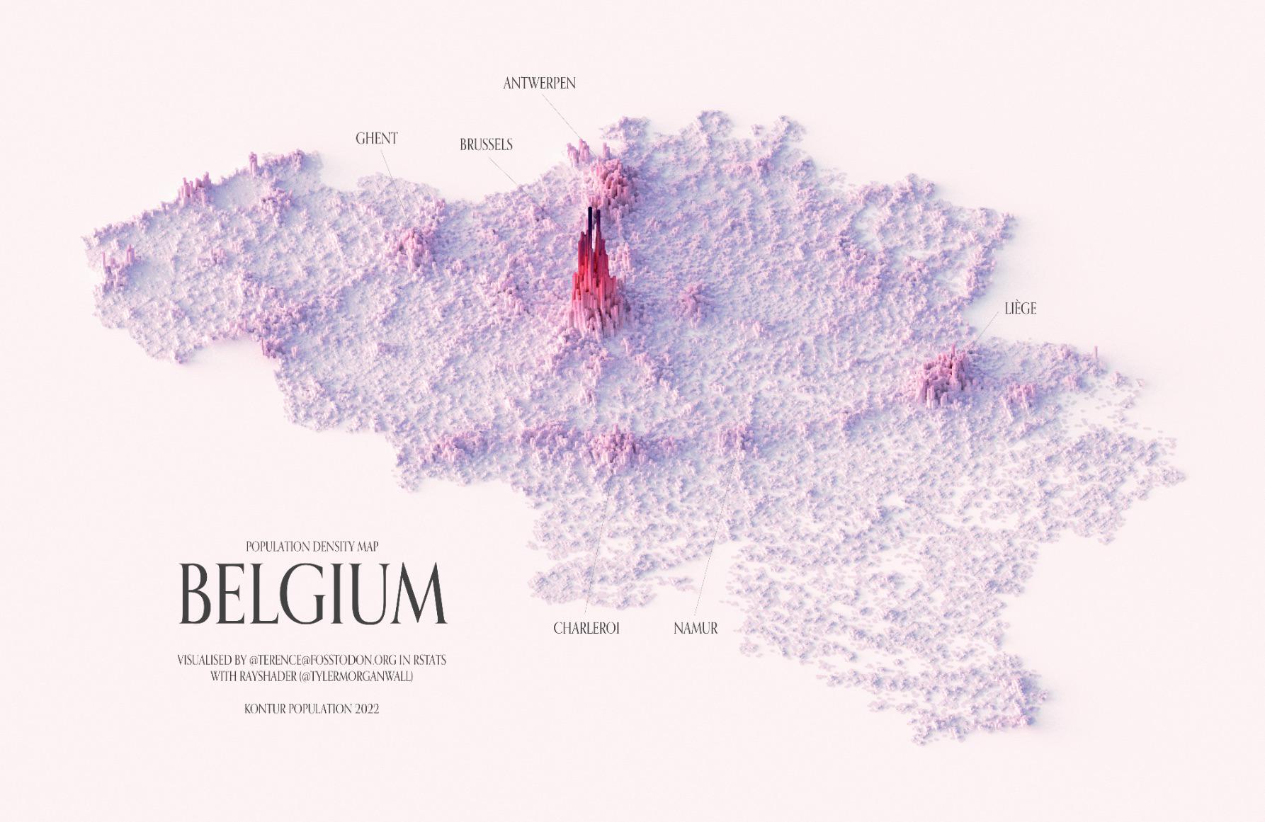 Belgium Population density map EUROPE SAYS