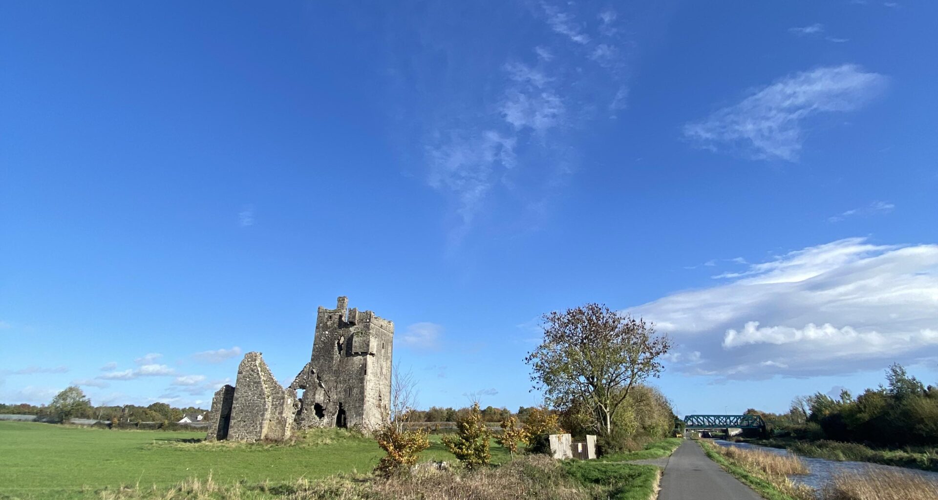 Cycle path along The Grand Canal. County Offaly, Ireland.