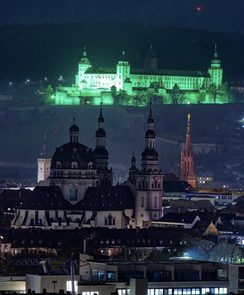 German city of Würzburg at night