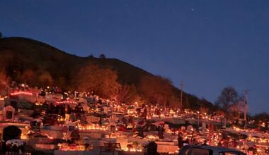 A hungarian tradition for november first. We lit candels in the tombstones of our loved ones, to remember them. So in my city Székelykeresztúr/Cristuru Secuiesc (Romania) cemetery.