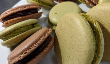 Macarons thé matcha et chocolat