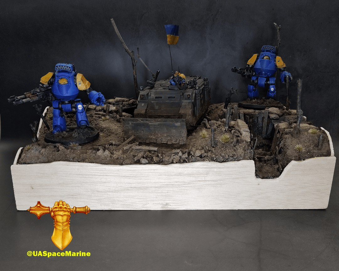 Azov space marines taking trenches, commissioned work for my fundraiser