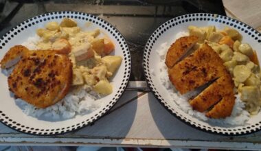 Curry coréen et dinde panée