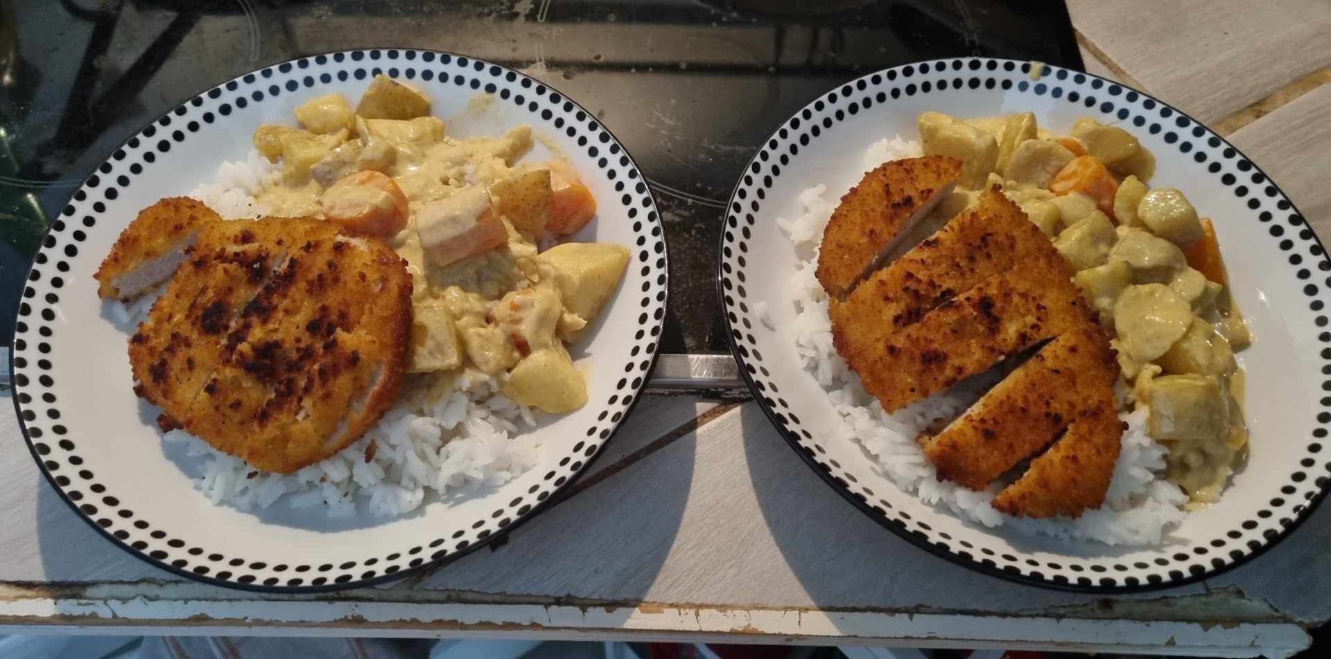 Curry coréen et dinde panée