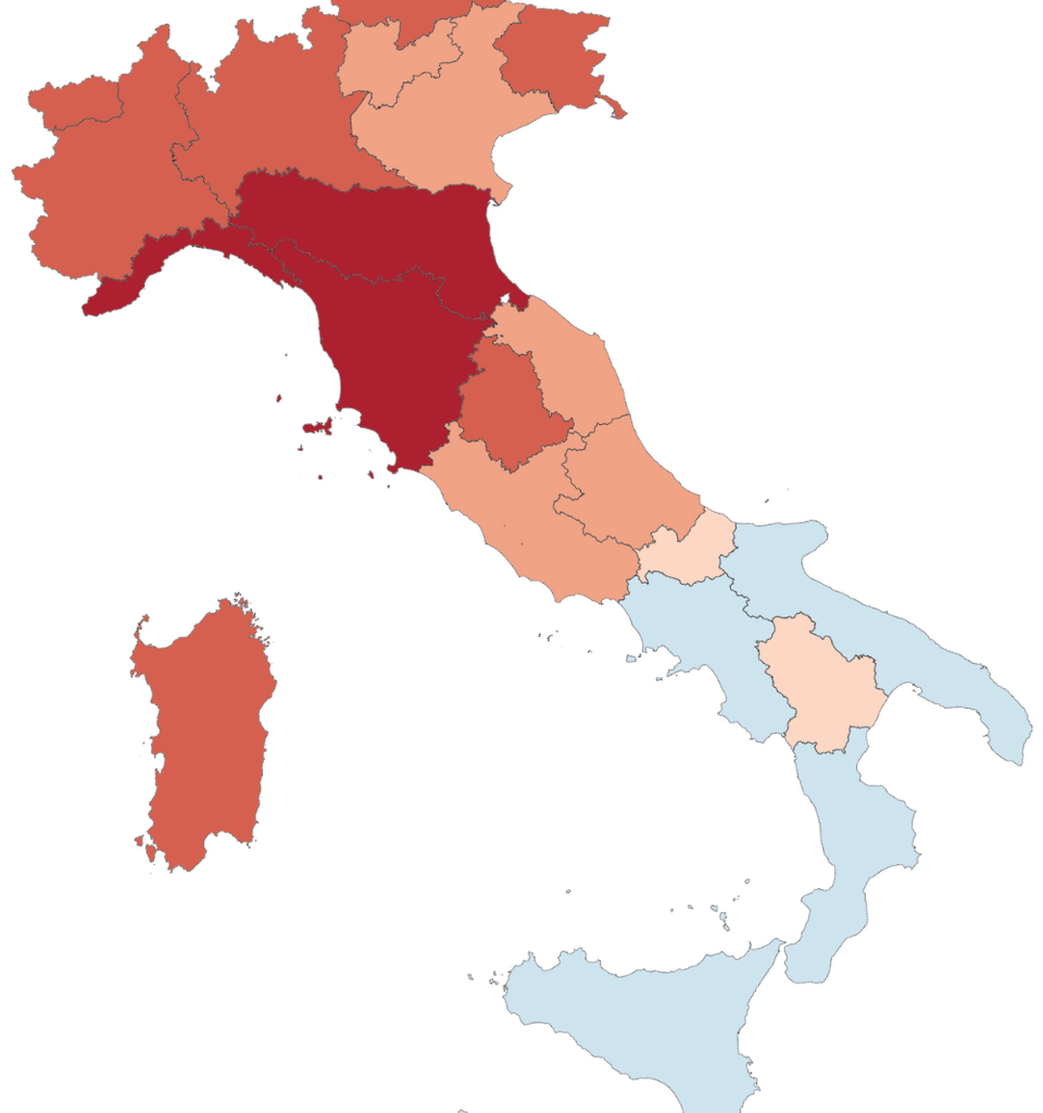[OC] La rapida secolarizzazione dell'Italia. In 20 anni i non praticanti hanno superato i praticanti assidui nella maggior parte delle regioni italiane