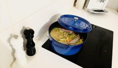 Saucisses au chou en potée cuite pendant 7 heures hier. Repos jusque ce midi dans la cocotte (pas au frais), dégustée réchauffée avec un bon petit bourgogne sans prétention.