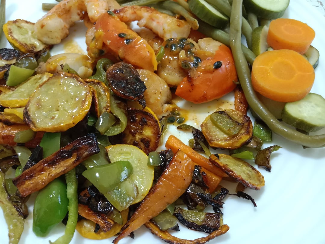 St Jacques et crevettes aux fruits de la passion et abricots