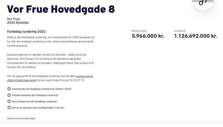 Ved godt at Roskilde er en dyr by at bo i. Meeeen, tror i denne vurdering er mere end 20% over den rigtige værdi?
